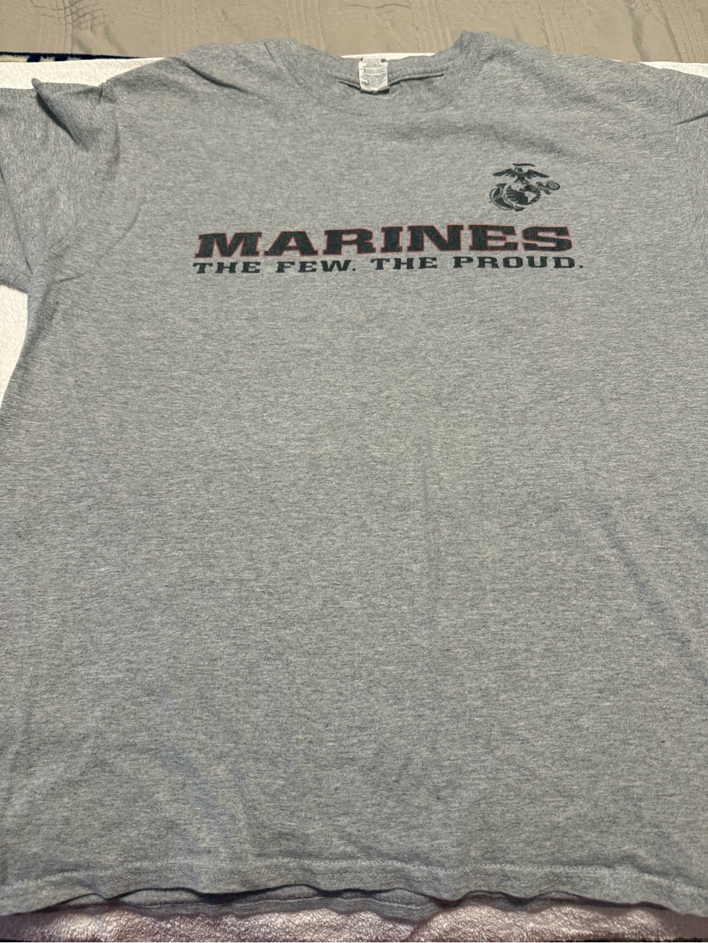MARINES Grey Short Sleeve Tee - Military Logo Crewneck